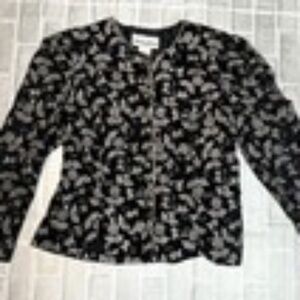 Vintage Another Thyme Black Gold Floral Embroidered Blazer Jacket Women’s Large